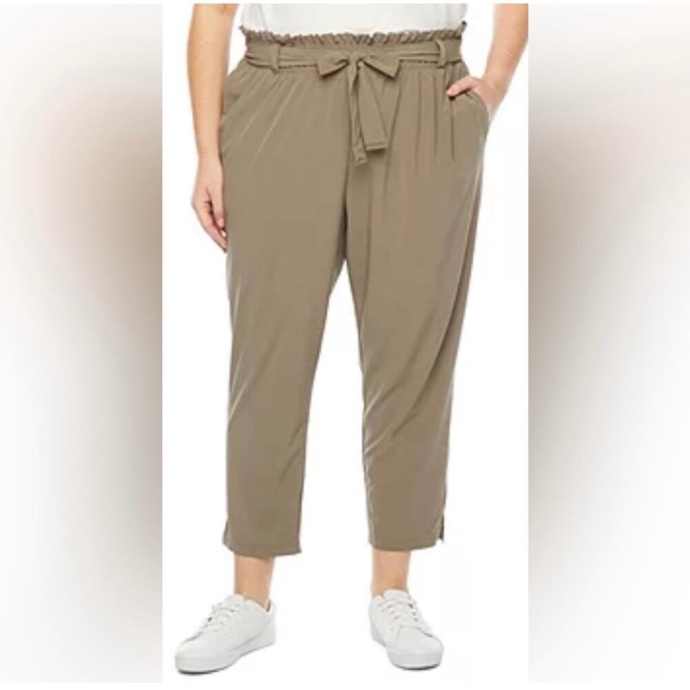 Stylus Women's Paperbag Waist High Rise Pants Smokey Gray Size XL NWT